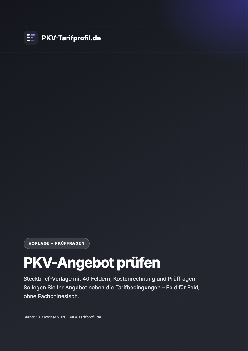 Cover der PDF-Vorlage PKV-Angebot prüfen mit Steckbrief-Checkliste